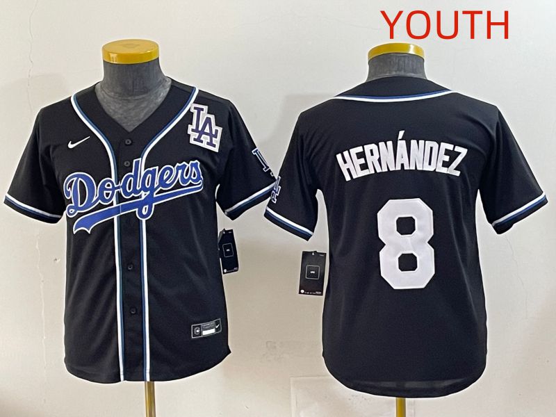 Youth 2025 Los Angeles Dodgers #8 Hernandez Black Three generations Fashion Nike MLB Jersey style 11->youth mlb jersey->Youth Jersey